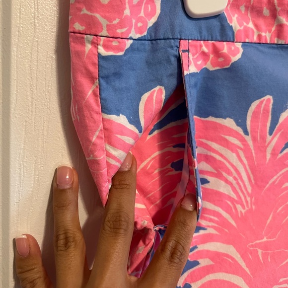 Lilly Pulitzer Pink and Blue Buttercup Tropical Pineapple Print Shorts - Picture 7 of 11